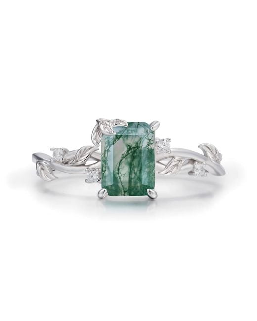 Azura Jewelry New York Green Ring Of Earth Moss Agate Vermeil