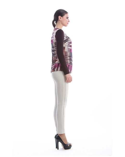 Conquista Red Print Long Sleeve Top