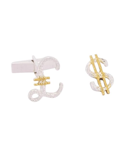Simon Kemp Jewellers Metallic Pound Sterling And Dollar Cufflinks Eighteen Carat On Sterling for men