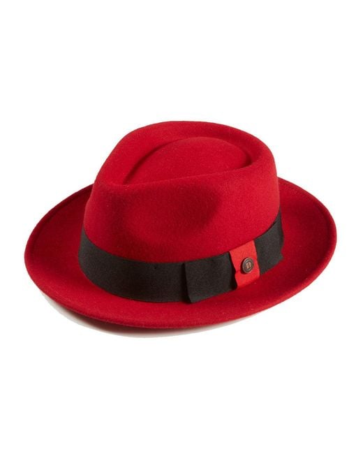 Dasmarca Hats Red Pablo Oxblood Felt Wide Brim Wool Felt Fedora Hat