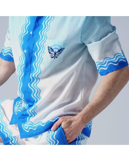 LOVEIST STORE Blue Laguna Wave Shirt for men