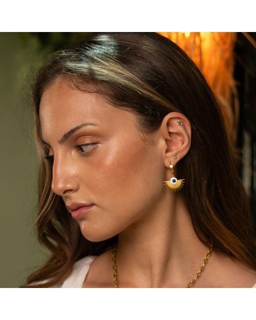 Ebru Jewelry Metallic Radiant Evil Eye Earrings