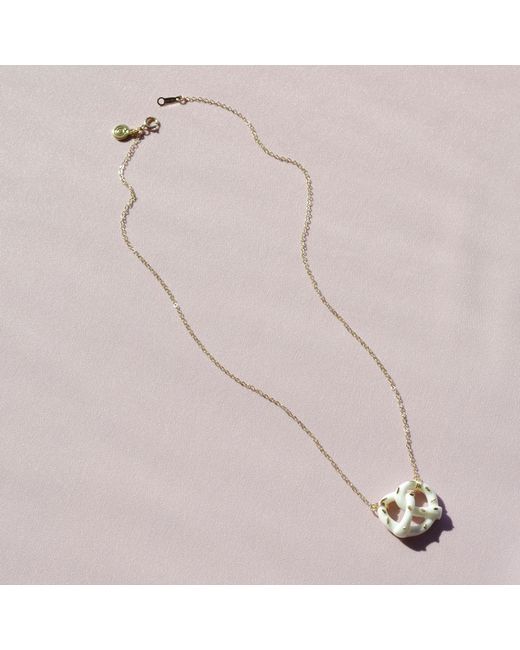 POPORCELAIN Metallic Mini Porcelain Pretzel Necklace