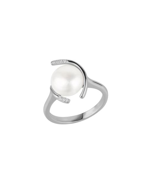 Spero London Metallic Sterling Whimsy Swirl Pearl Ring