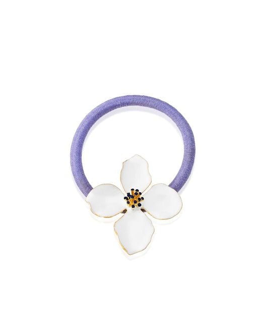 Milou Jewelry Blue Clover Flower-Embellished Ponytail Holder