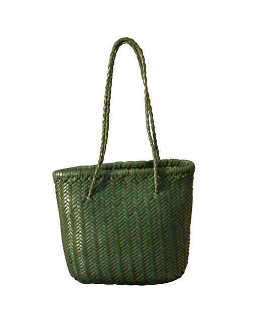 Rimini Green Zigzag Woven Leather Handbag In Small Size 'carla'