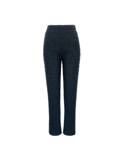 Ccy Currency Blue Mohair Zigzag Knitted Pants