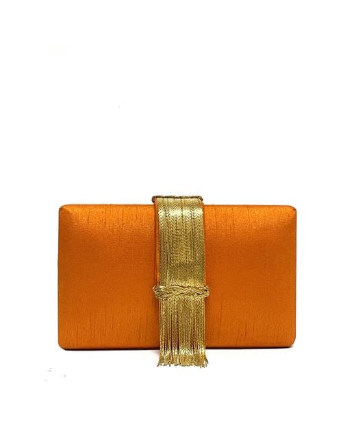 Simitri Orange Spice Fringe Clutch