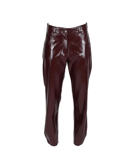 Lalipop Design Purple Vegan Leather Tapered Maroon Pants