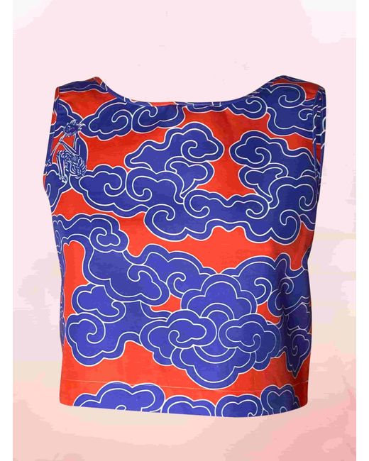 Wild Clouds Blue Organic Cotton & Linen Two-Way Tank