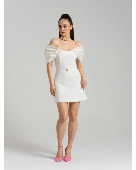 Tia Dorraine White Mirage Crystal Ornament Mini Dress
