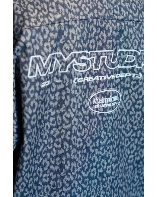 mysimplicated Blue Leopard Short Sleeve Shirt W