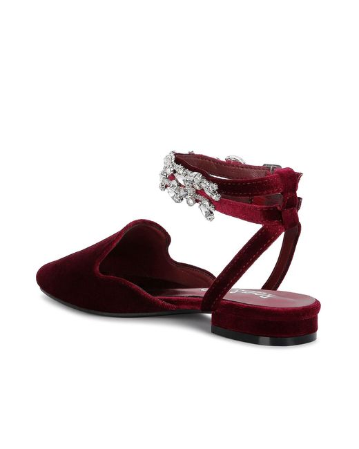 Rag & Co Red Salome Embellished Ankle Strap Velvet Mules