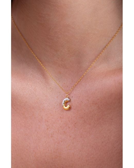 Zynnia Collective Metallic Two Tone Bubble Initial Necklace
