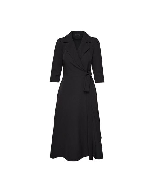 concept A trois Black Midi Wrap Shirt Dress With Pockets
