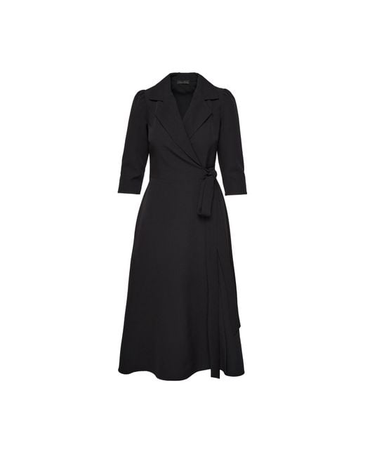 concept A trois Black Midi Wrap Shirt Dress With Pockets