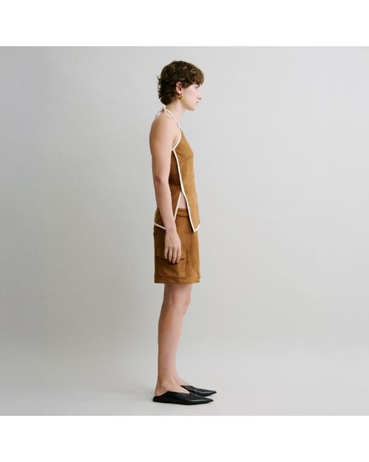 Luroq London Brown Faux Suede Halter Top Tan