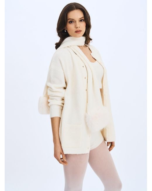 Miss Circle New York White Sera Wool-Blend Ribbed Knit Mini Shorts
