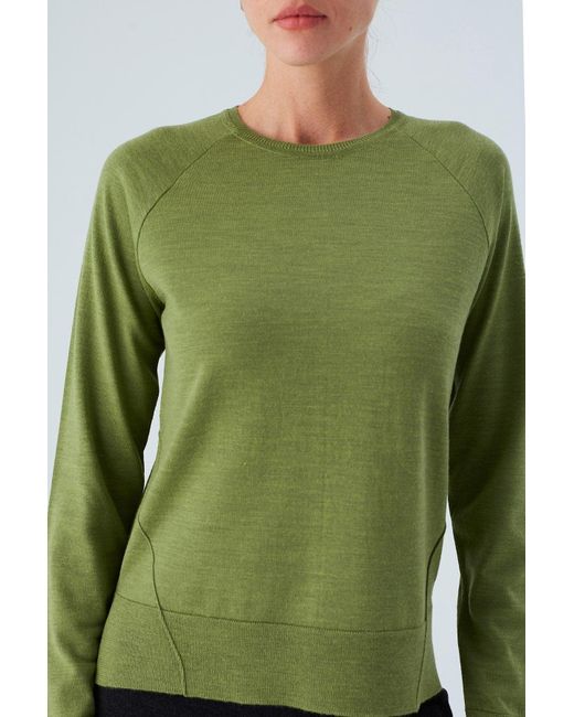 Peraluna Green Vanessa Slit Detailed Asymmetric Fine Pullover