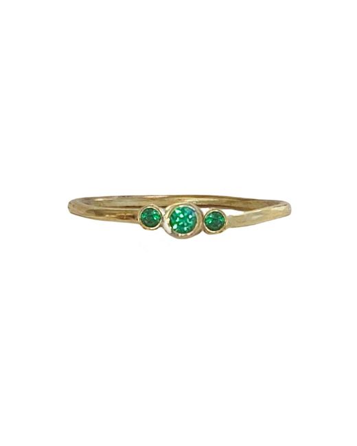 Lily Flo Jewellery Green Disco Dots Emerald Tiny Trio Stacking Ring