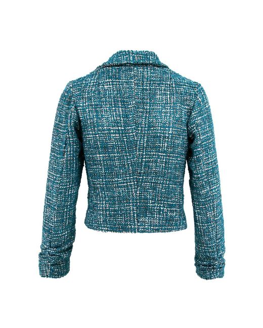 AVENUE No.29 Blue Double Breasted Cropped Jacket With Zipper –