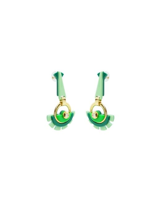 Gissa Bicalho Green Acrylic Handmade Earring Indaiá Pale