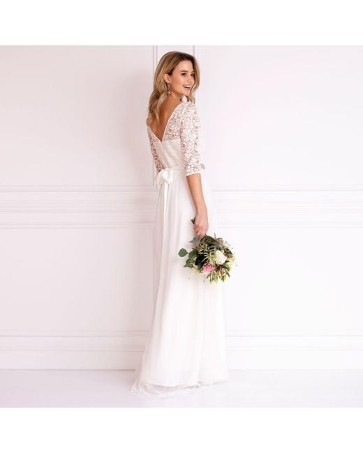 Alie Street London White Opal Silk And Lace Wedding Gown