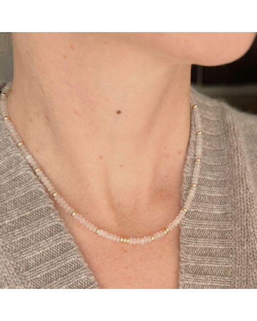 Herself Collections Metallic Moonstone Morse Code Necklace