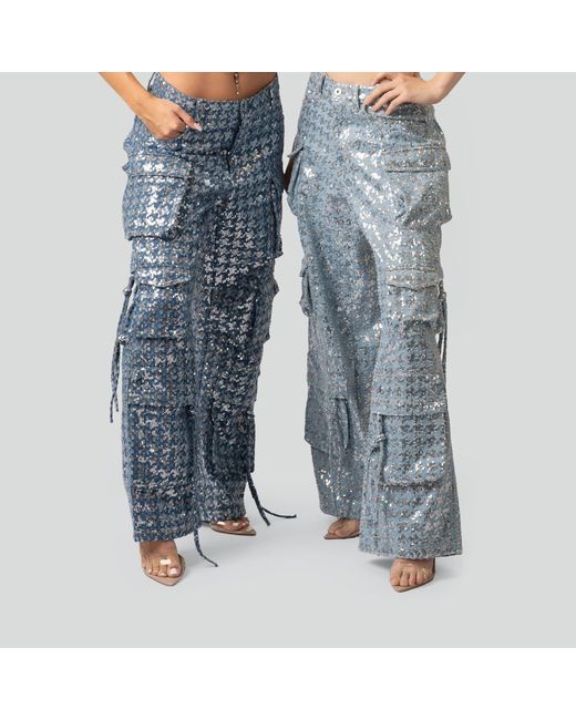 Maui X Lolita Blue Kelly Sequin Cargo Denim Pants