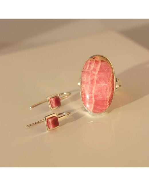 FV Jewellery White La Stèle Rhodochrosite & Oval Ring