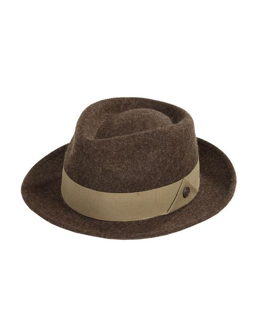 Dasmarca Hats Brown James Wood Milange Felt Wide Brim Wool Felt Fedora Hat for men