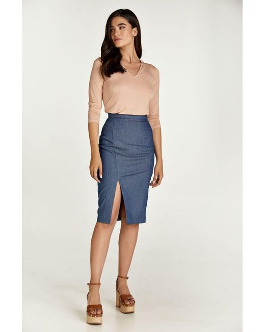 Conquista Pink Dusty Jersey V Neck Top