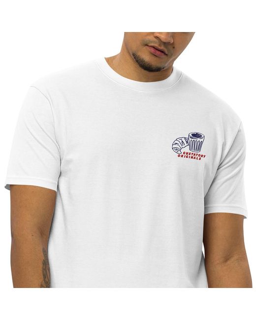Anchor and Crew White Gustatory Originals Postcards From Sunday Heavy Cotton Embroidered T-Shirt for men