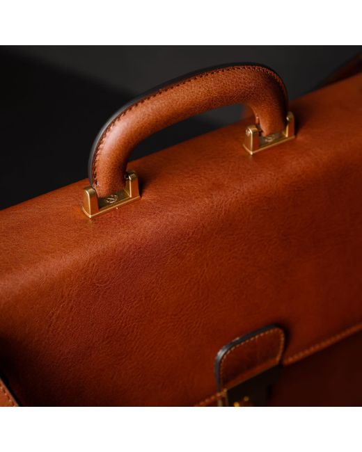 Time Resistance Brown Large Leather Briefcase for men