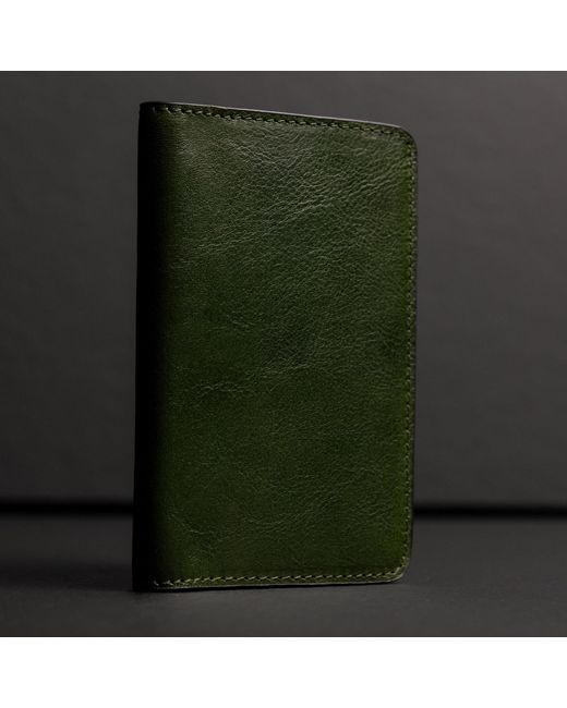 Time Resistance Green Small Leather Passport Holder For