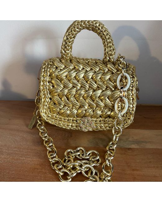 Sibylla Delphica Metallic Crochet Clutch Bag