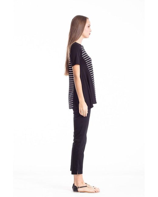 Conquista Black A Line Short Sleeve Striped Top