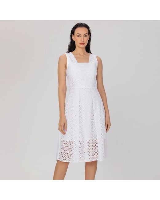 Smart and Joy White Lace Fit-And-Flare Short Dress