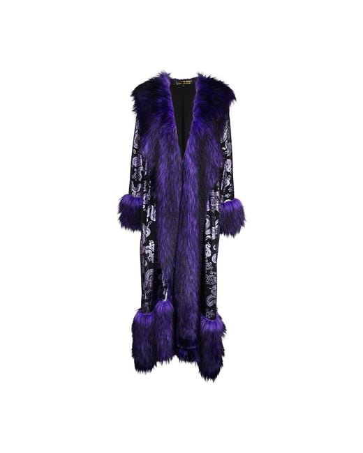 Jennafer Grace Blue Penny Deluxe Nymeria Plum Faux Fur Coat