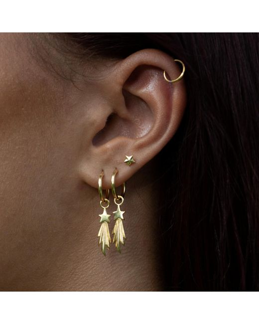 Lily Charmed Metallic Plated Shooting Star Charm Hoop Earrings
