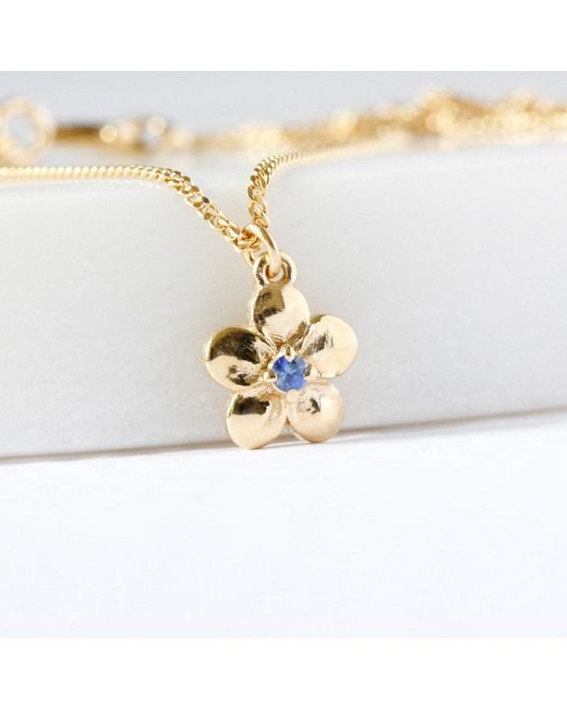 Lee Renee Metallic Forget Me Not Necklace – Single Sapphire–
