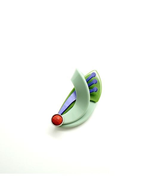 Gissa Bicalho Green Handmade Acrylic Brooch Flower Dual