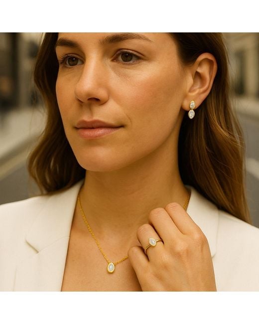 Lily Flo Jewellery Metallic Teardrop Diamond Stud Earrings