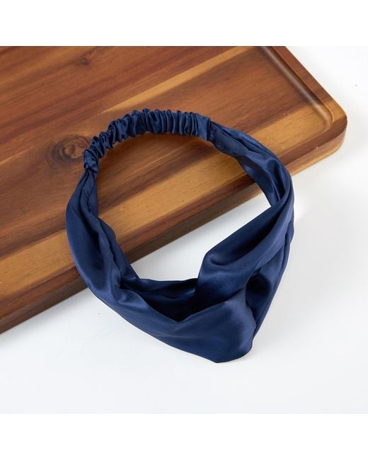 Soft Strokes Silk Blue Pure Mulberry Silk Turban Style Headband