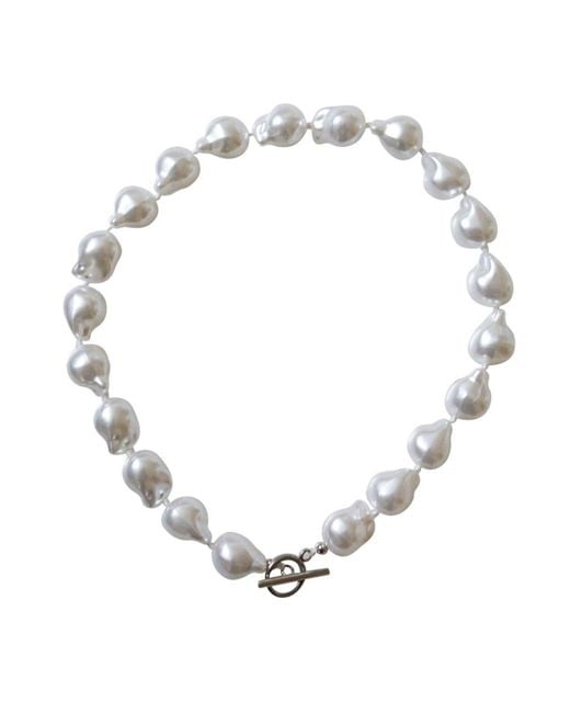 FV Jewellery Metallic Steel Me Baroque Pearl & Necklace