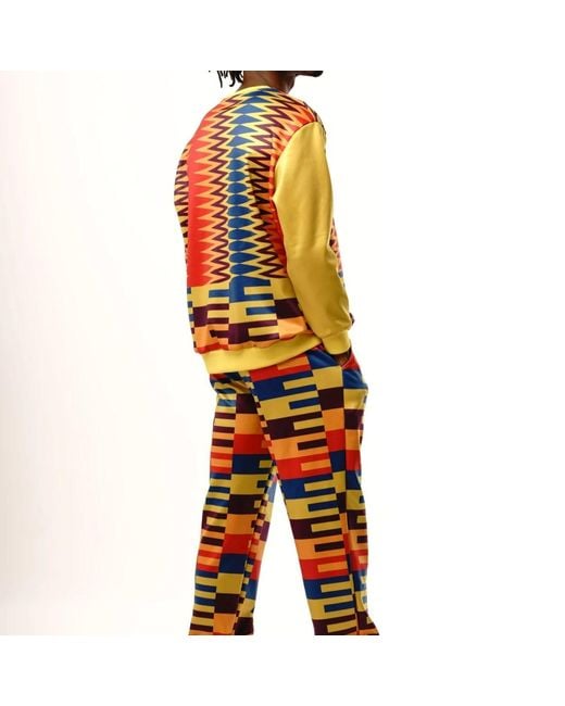 Ohema Ohene Orange Kente Print Tracksuit Co-Ord Set – Heritage Kente Print for men