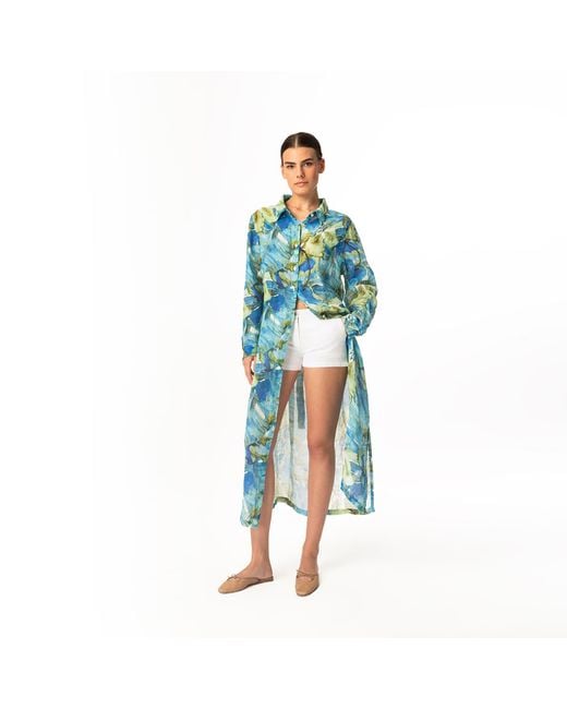 Haris Cotton Blue Linen Shorts