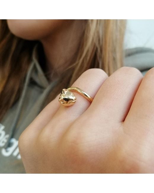 Lily Charmed Metallic Plated Adjustable Cat Ring