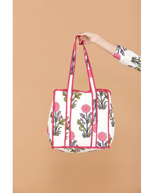 Inara Pink Rosette Bloom Tote Bag