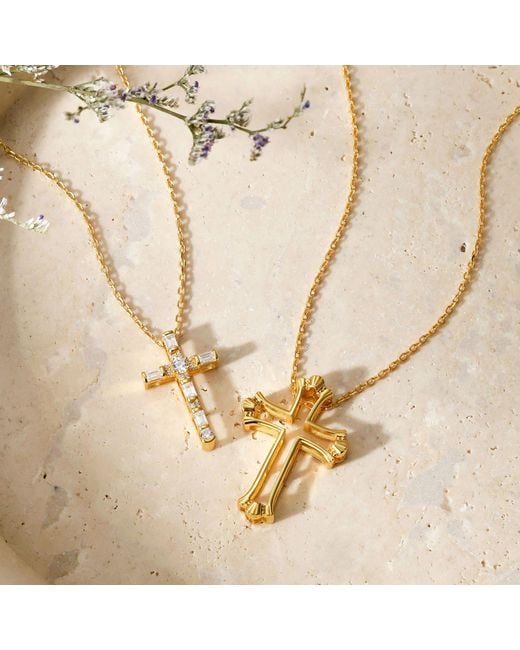 Vanimy Metallic Versatile Cross Duo Set Pendant Necklace
